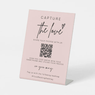 Wedding Capture The Love Photo Sharing QR Code Pedestal Sign