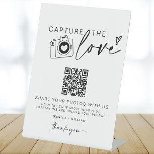 Wedding Capture The Love   Photo Sharing QR Code  Pedestal Sign