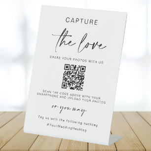 Wedding Capture The Love Photo Sharing QR Code Pedestal Sign