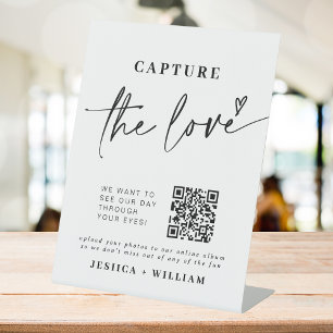 Wedding Capture The Love   Photo Sharing QR Code Pedestal Sign