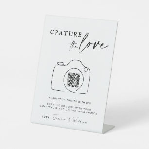 Wedding Capture The Love   Photo Sharing QR Code Pedestal Sign