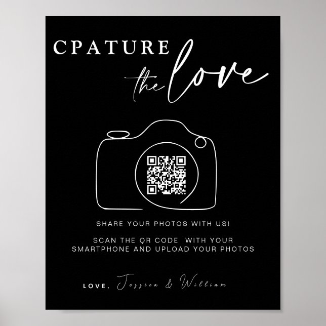 Wedding Capture The Love | Photo Sharing QR Code Poster (Front)