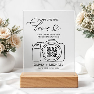 Wedding Capture The Love QR Code Photo Share  Acrylic Sign