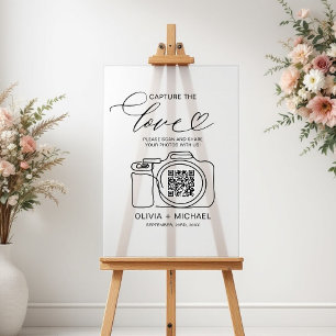 Wedding Capture The Love QR Code Photo Share  Acrylic Sign