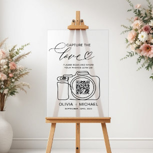 Wedding Capture The Love QR Code Photo Share  Acrylic Sign