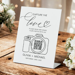 Wedding Capture The Love QR Code Photo Share  Pedestal Sign