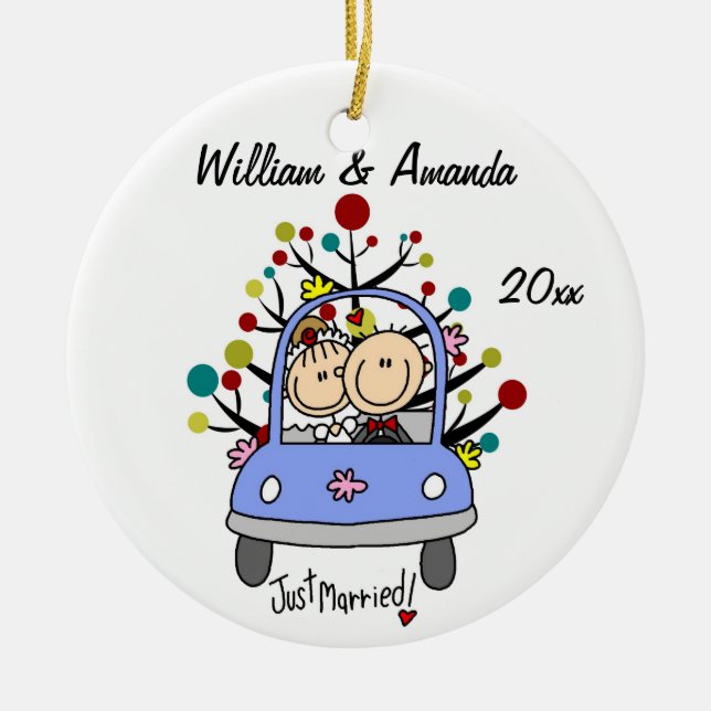 Wedding Car 1st Christmas Personalised Ornament (Front)