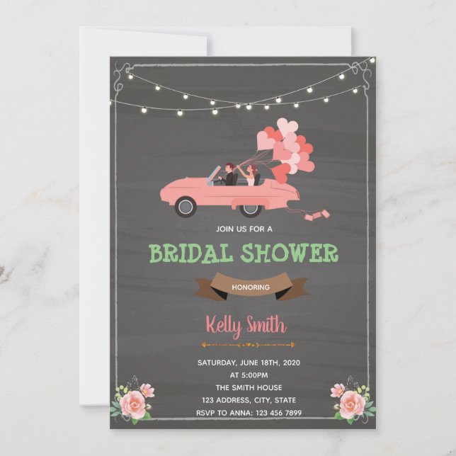 Wedding car bridal shower invitation (Front)