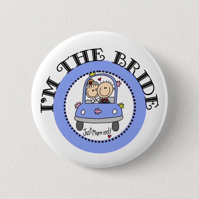 Wedding Car Bride 6 Cm Round Badge (Front)