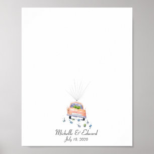 Wedding Car Fingerprint Guest Book - Just Married