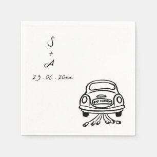 wedding car Hand Drawn Wedding Napkin