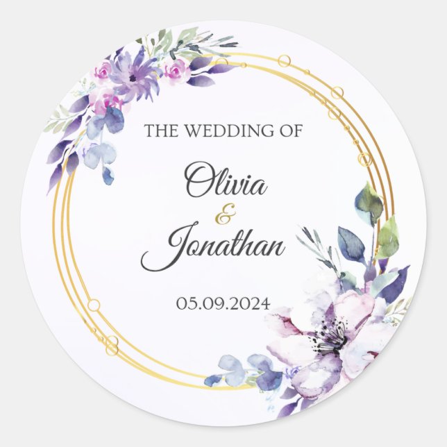 Wedding card classic round sticker (Front)