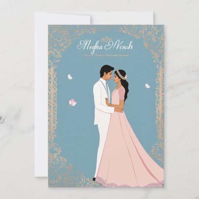 wedding card design, simple and elegant, couple na (Front)