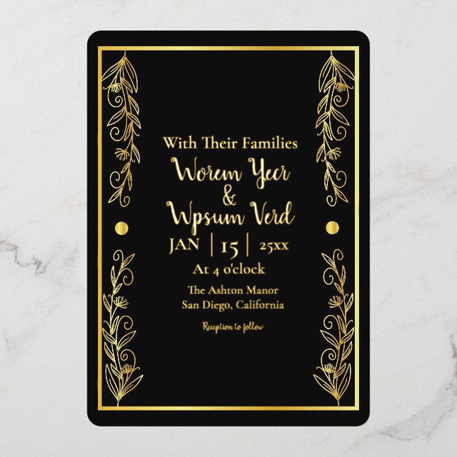 Wedding Card Gold Foil Golden Luxury Card Design (Front)