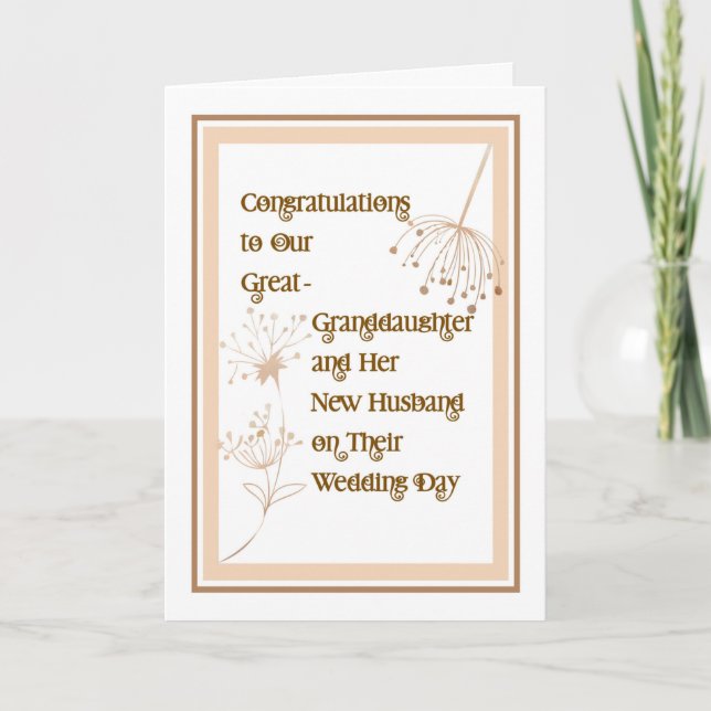 Wedding Card Great Granddaughter & New Husband (Front)