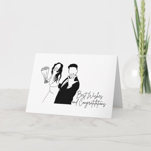 Wedding Card, Minimalist, Bride, Groom, Blank Thank You Card (Front)