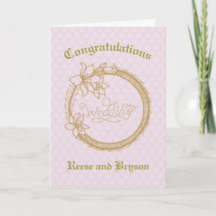 Wedding Card with Gold Coloured Wreath