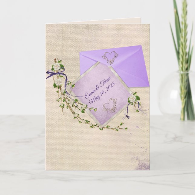 Wedding card with purple envelope (Front)