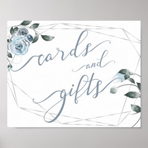 Wedding Cards and Gifts Dusty Blue Floral Sign