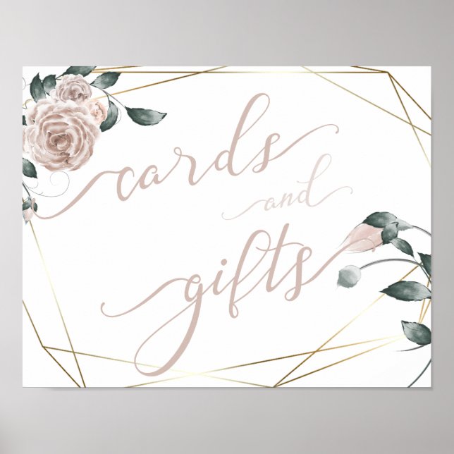 Wedding Cards and Gifts Dusty Rose Floral Sign (Front)