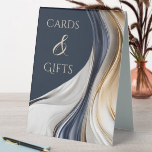 Wedding cards and Gifts Sign- Blue White and Gold