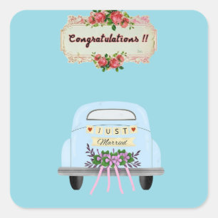 WEDDING CARDS CONGRUTATION SQUARE STICKER