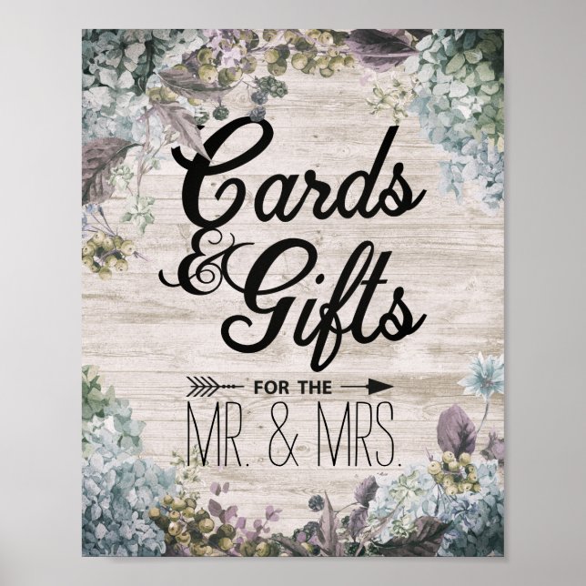 Wedding Cards Gifts Botanical Floral & Rustic Wood Poster (Front)
