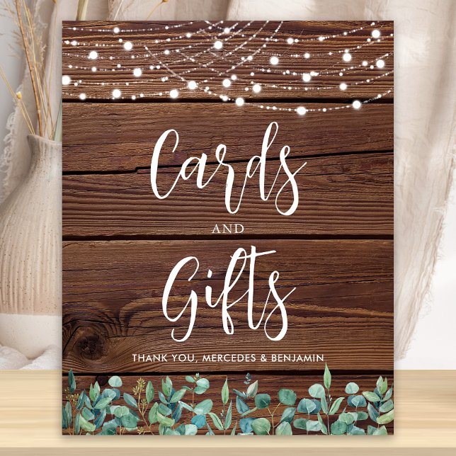 Wedding Cards Gifts Rustic Greenery String Lights Poster (Creator Uploaded)