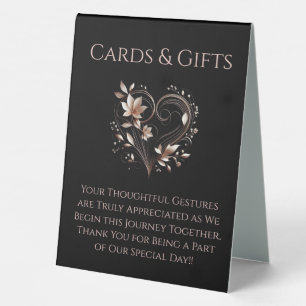 Wedding Cards & Gifts Sign-Rose Gold Flowers