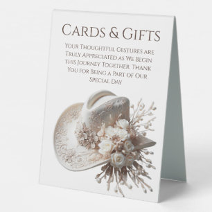 Wedding Cards & Gifts Sign-White Cowgirl Hat 