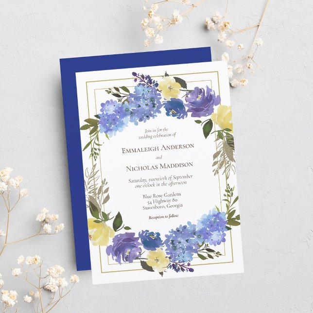 Wedding Carolina Classic Blue Floral Invitation (Creator Uploaded)