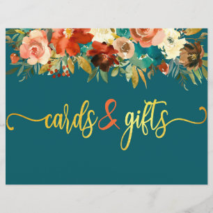 Wedding Cars & Gifts Sign - Teal & Orange Wedding