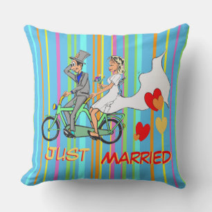 Wedding Cartoon Stripes Pattern Throw Pillow