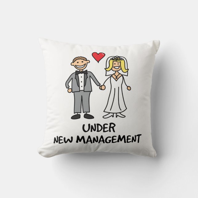 Wedding Cartoon - Under New Management Cushion (Front)