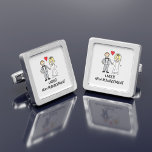 Wedding Cartoon - Under New Management Silver Finish Cufflinks<br><div class="desc">A cute cartoon of a newlywed couple captioned 'under new management'. Is it the bride or groom that wears the trousers in the marriage? Great for a wedding gift.</div>