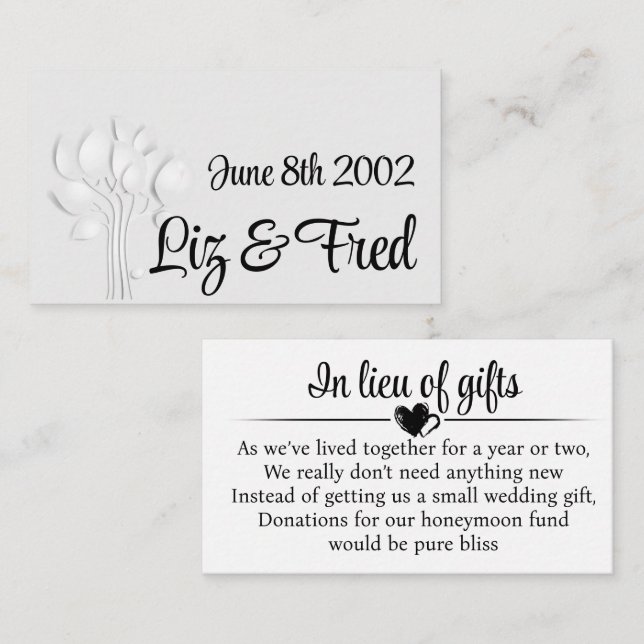Wedding Cash Request 3D Simple Tree Enclosure Card (Front/Back)