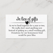 Wedding Cash Request Enclosure Card