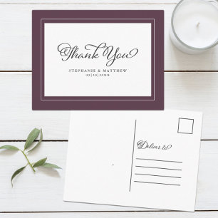 Wedding Cassis Purple Chic Modern Borders Postcard