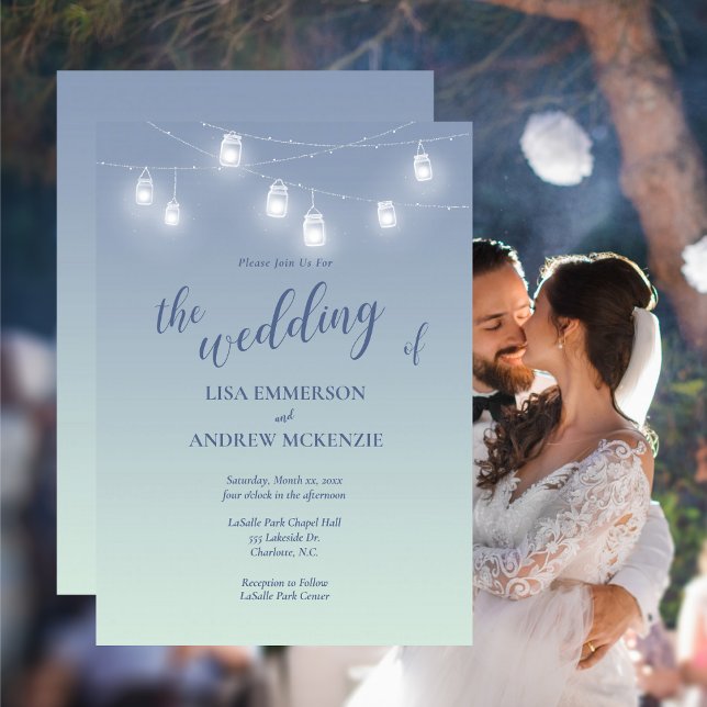 Wedding Casual Theme Soft Blue and White Invitation (Creator Uploaded)