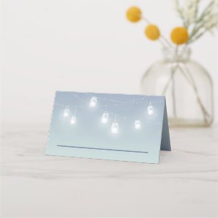 Wedding Casual Theme Soft Blue and White Place Card