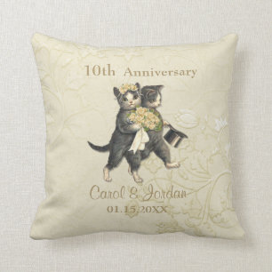 Wedding Cats 10th Anniversary on Ivory- Customise Cushion