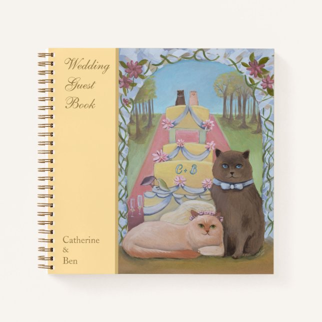 Wedding Cats 8.5" x 8.5" Spiral Bound Guest Book (Front)