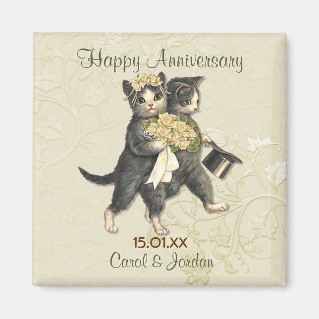 Wedding Cats Anniversary - Customise Magnet (Front)