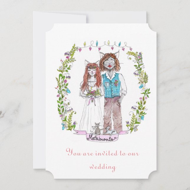Wedding cats design invitation (Front)