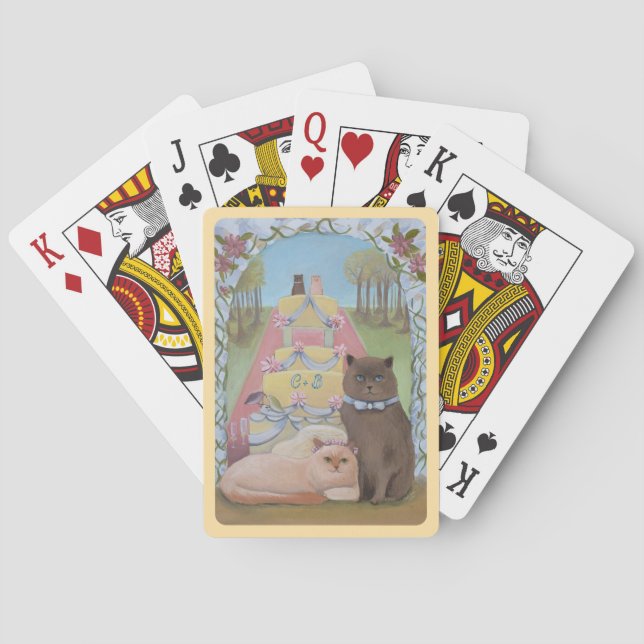 Wedding Cats Personalise Initials  Playing Cards (Back)