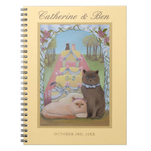 Wedding Cats Personalised Yellow  Notebook