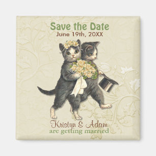 Wedding Cats Save the Date Magnets - Ivory