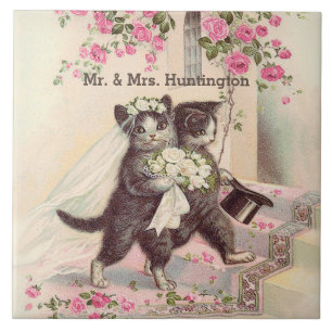 Wedding Cats with Customisable Name Tile