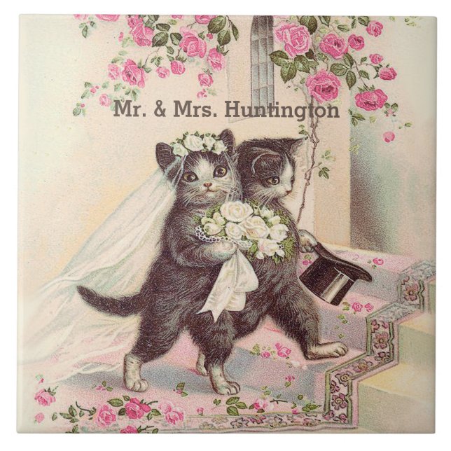 Wedding Cats with Customisable Name Tile (Front)