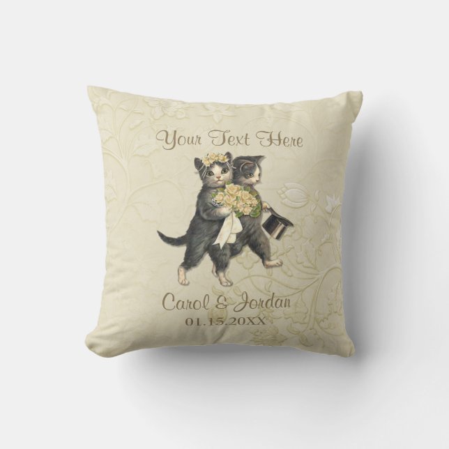 Wedding Cats Your Custom Text Cushion (Front)